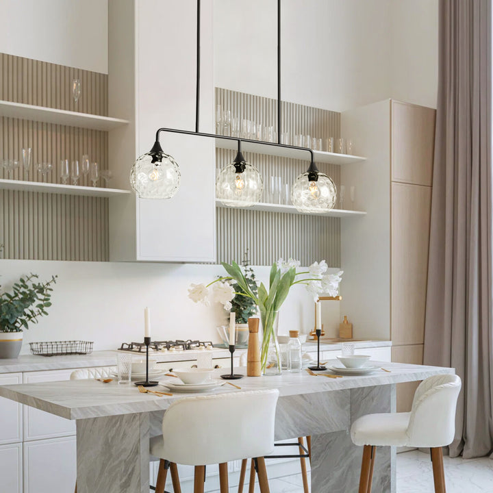 Noctura 3-Light Linear Clear Textured Glass Modern Pendant (39") My Store