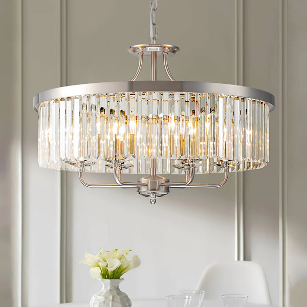 Nuvaya 6-Light Dimmable Crystal Drum Sphere Transitional Chandelier (24")