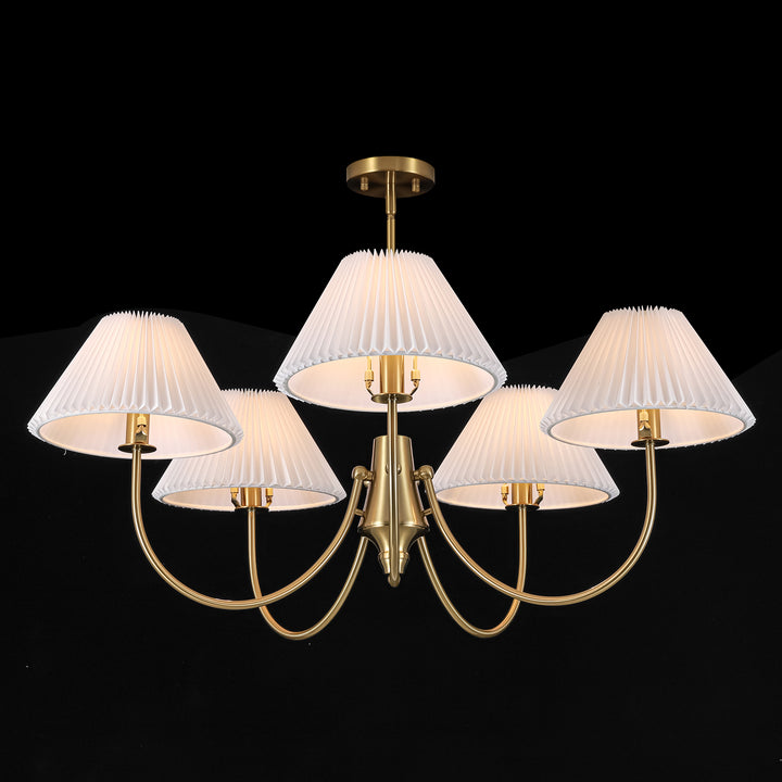 Wesley 5-Light Sputnik Cluster Cone Fabric Shade French Country Chandelier (37") Brightelier