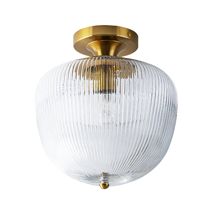 Terrana 1-Light Ribbed Glass Mid-Century Modern Semi-Flush Mount (10") Brightelier