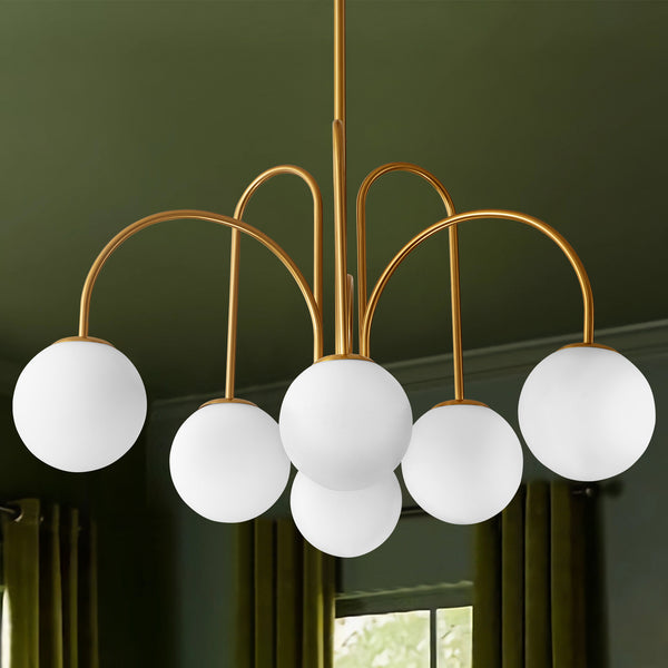 Dresqui 6-Light Glass Bubble Contemporary Sputnik Chandelier (31")