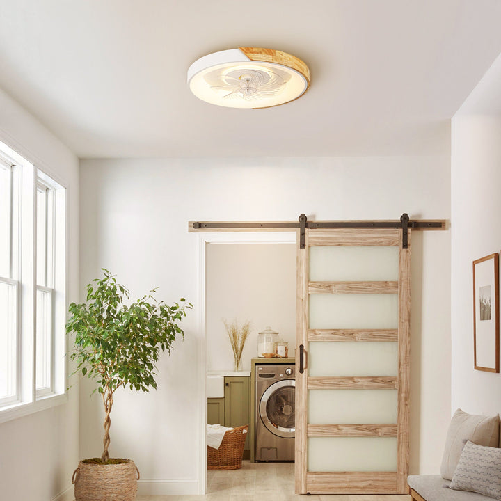 Auralyn 1-Light Dimmable Wood LED Country Round Ceiling Fan (19") My Store