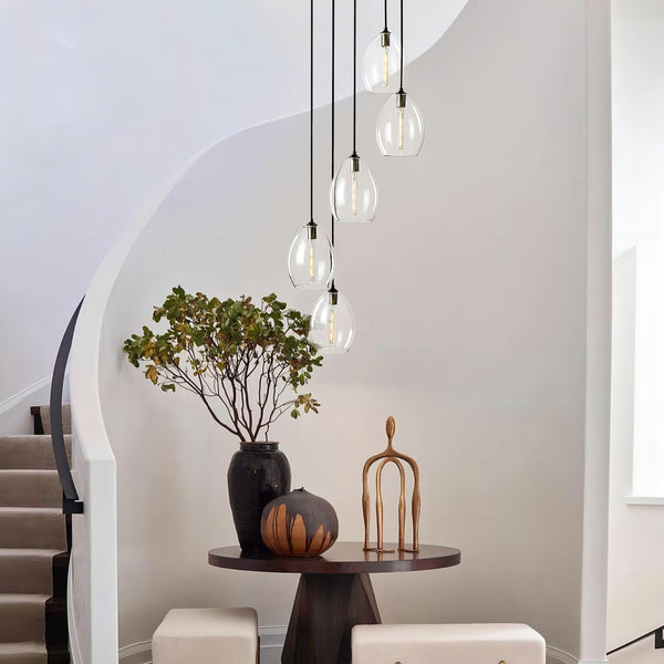 Floatiq 5-Light Glass Shade Cluster Modern Pendant (20")
