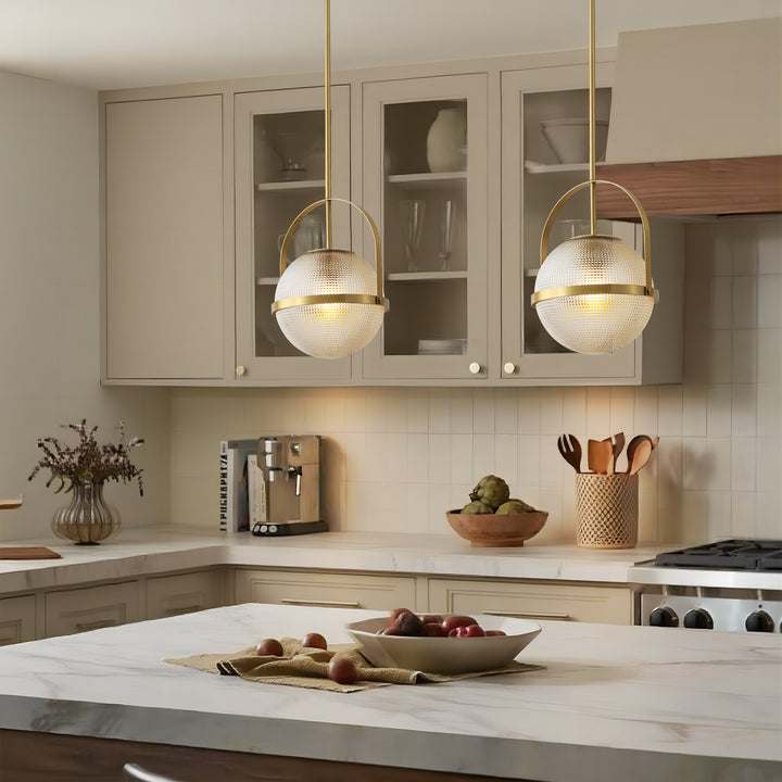 Brillara 1-Light Dimmable Grid Glass Minimalist Globe Pendant (9") Brightelier