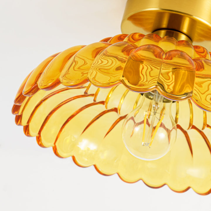 Velthra 1-Light Dimmable Glass Vintage Shaded Flush Mount(11") My Store