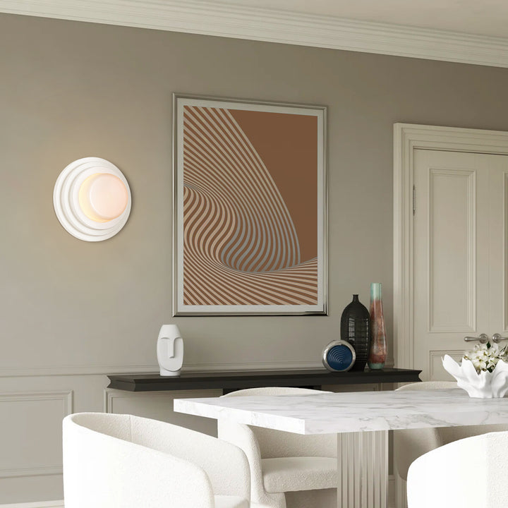 Zylla 1-Light Dimmable LED Minimalist White Cake-Shaped Tiered Ceiling Mounted Light (12") Brightelier