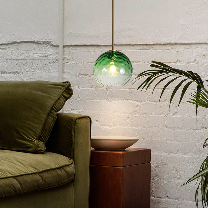 Sylvia 1-Light Dimmable Green Gradient Glass Transitional Globe Pendant (10") My Store