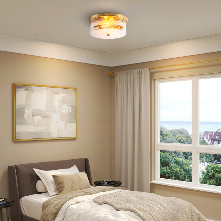 Lumisca 2-Light Seeded Glass Modern Industrial Ceiling Light (11") Brightelier