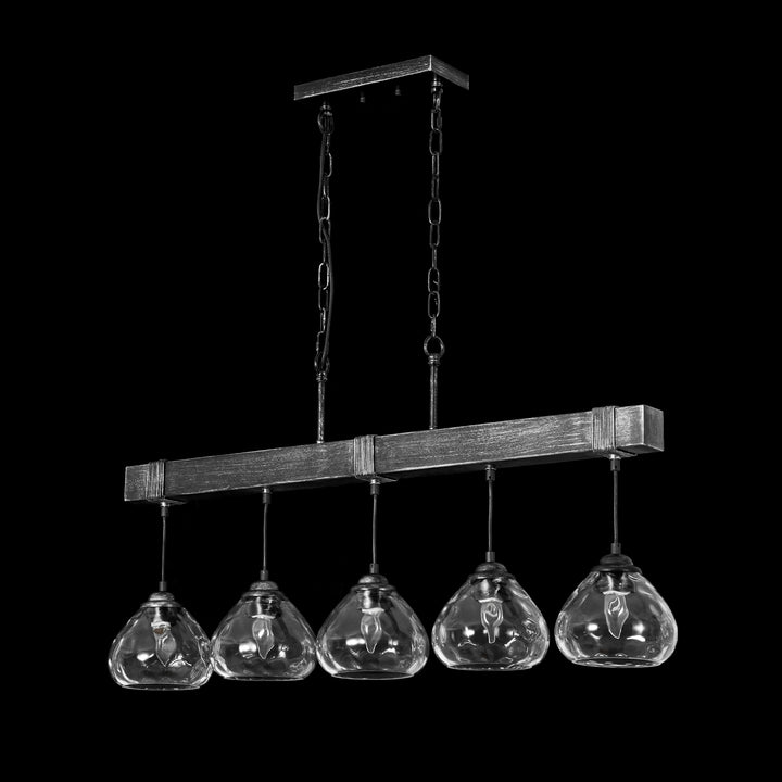 Zenvia 5-Light Dimmable Glass Transitional Linear Chandelier(39") My Store
