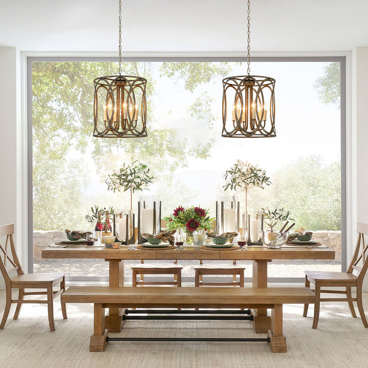 Dravyn 4-Light Dimmable Rustic Caged Chandelier (17") My Store