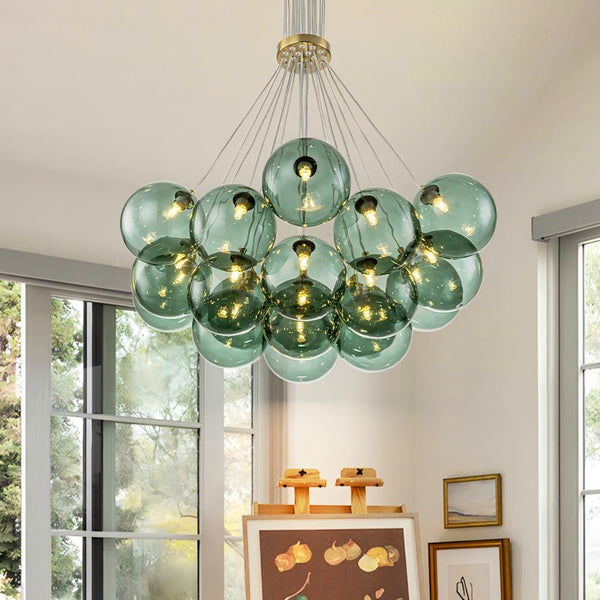 Clairorb 19-Light Dimmable Glass Glam Bubble Chandelier (29")