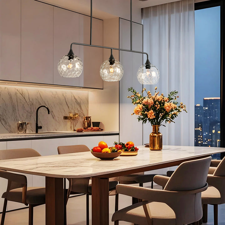 Noctura 3-Light Linear Clear Textured Glass Modern Pendant (39") My Store