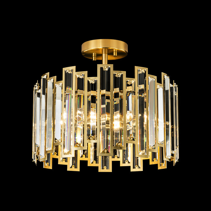 Brindlea 5-Light Cage Cylinder Drum Modern Glam Semi-Flush Mount (14") Brightelier