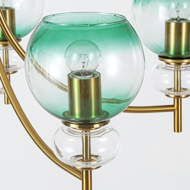 5-Light Sputnik Gradient Green Glass Globe Modern Glam Chandelier (31") Brightelier