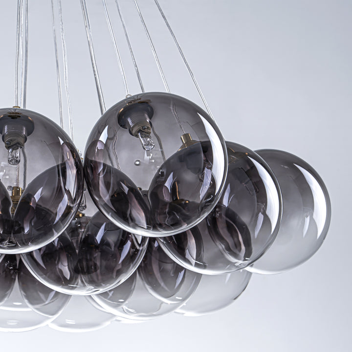 Dresqui 19-Light Dimmable Ribbed Glass Bubble Transitional Chandelier (30") Brightelier