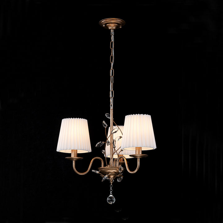 Dresqui 3-Light Dimmable Vintage Antique Fabric Pleated Shades Chandelier (21") Brightelier