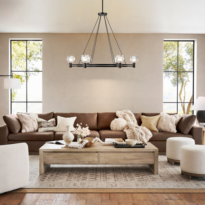 Dresqui 6-Light Dimmable Wheel Crystal Mid-Century Chandelier (35") Brightelier