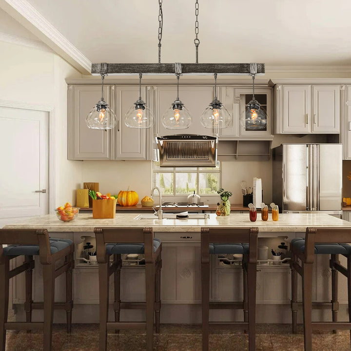 Zenvia 5-Light Dimmable Glass Transitional Linear Chandelier(39") My Store