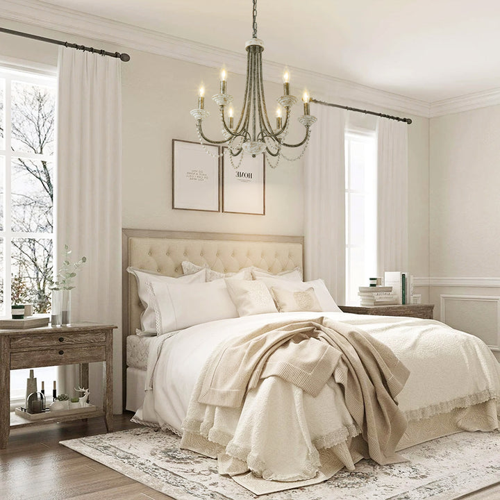 Dresqui 6-Light Dimmable Wood Traditional Candle Style Chandelier (20") My Store