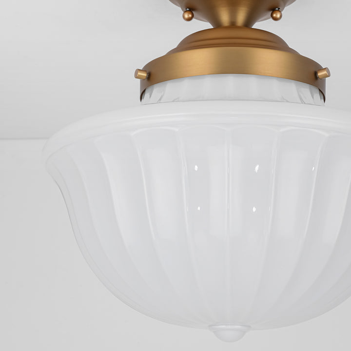 Terrana 1-Light Geometric Textured Glass Mid-Century Flush Mount (15") Brightelier