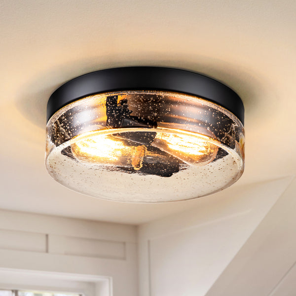Lumisca 2-Light Seeded Glass Contemporary Ceiling Light (11")