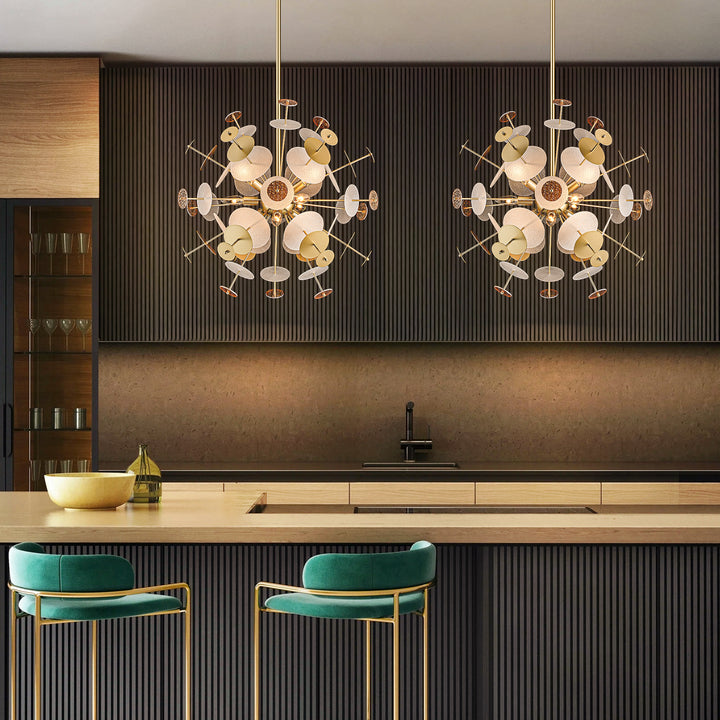 Brindlea 9-Light Linear Starburst Textured Glass Classic Glam Chandelier (28") Brightelier