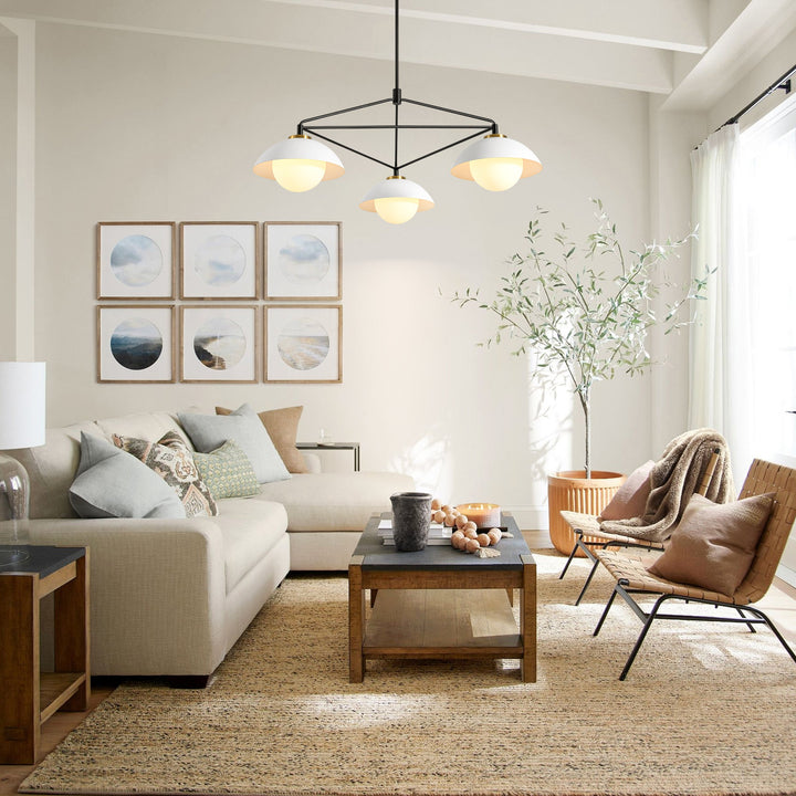 Velroa 3-Light Dimmable Glass Industrial Dome Shaded Chandelier (42") My Store