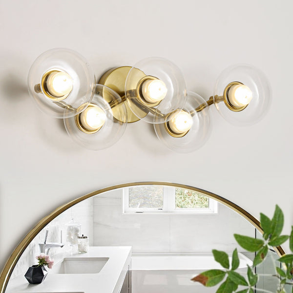 Veylin 5-Light Dimmable LED Glass Modern Flat Globe Wall/Ceiling Mounted Light(20") My Store