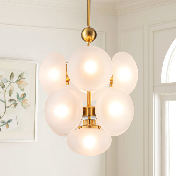 Velroa 9-Light Dimmable Glass Modern Globe Cluster Chandelier (15")