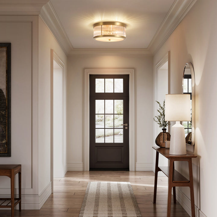 Zylla 3-Light Dimmable Glass Transitional Drum Flush Mount (12") My Store