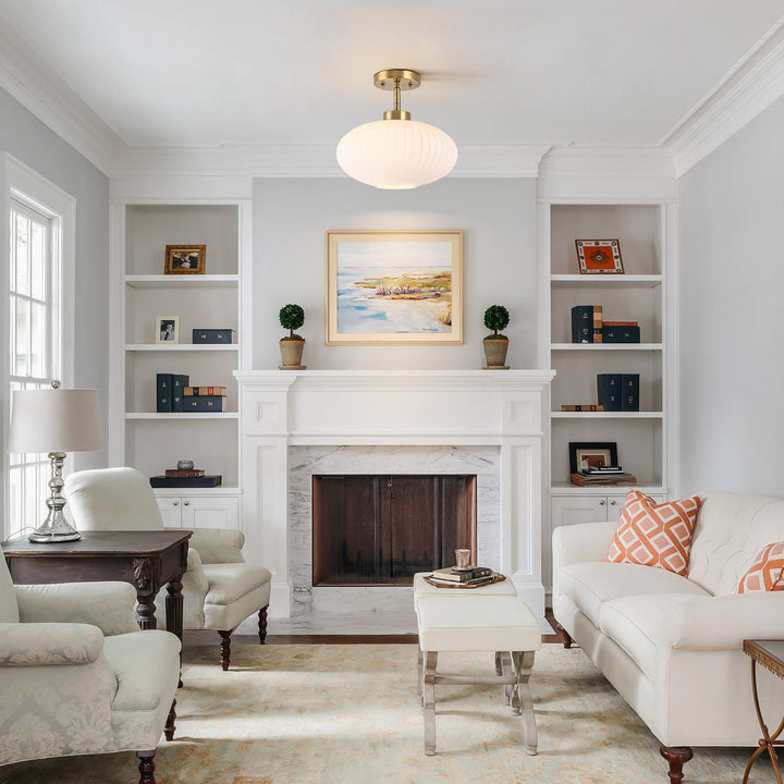 Brillara 1-Light Lantern Shape Semi-Flush Mount Light (12") Brightelier