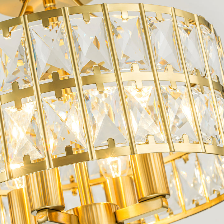 Brindlea 4-Light Dimmable Crystal Drum Glam Semi-Flush Mount (13") My Store