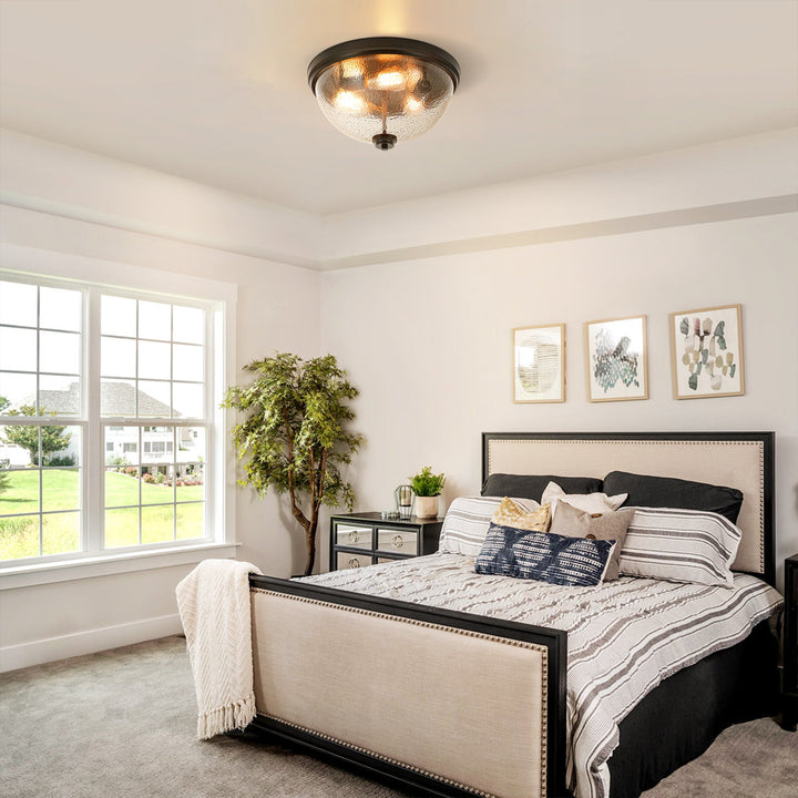 Velthra 3-Light Dimmable Glass Traditional Dome Flush Mount(16") My Store
