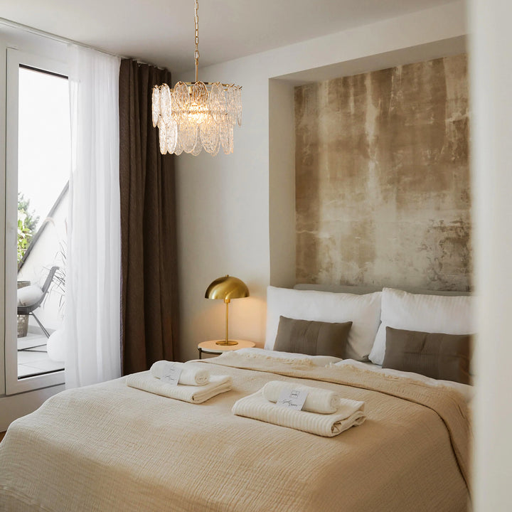 Brindlea 2-Light Drum Pressed Tiered Glass Crystal Transitional Chandelier (24") Brightelier