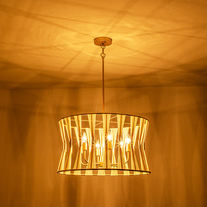 Rovista 6-Light Bleached Natural Rope Boho Pendant (24") My Store