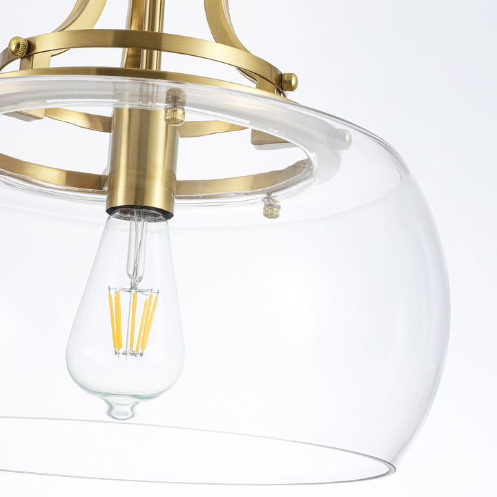 Velune 1-Light Dimmable Clear Glass Dome Pendant Light (14") Brightelier