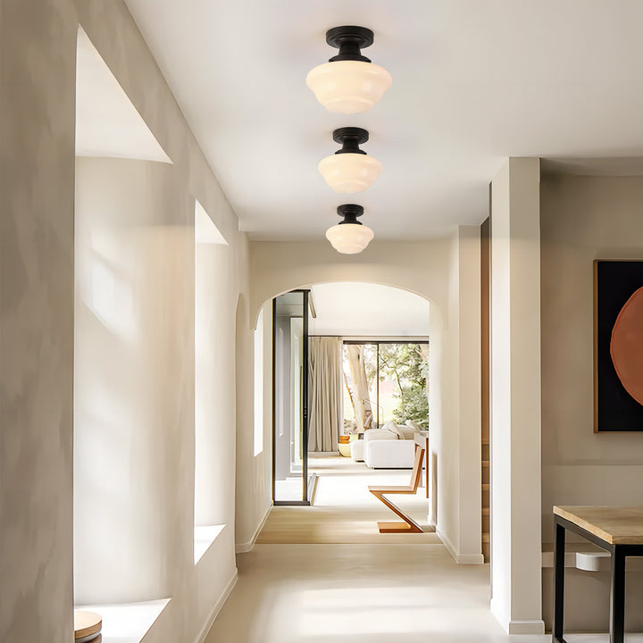 Terrana 1-Light Opal Modern Modern Semi-Flush Mount (12") Brightelier