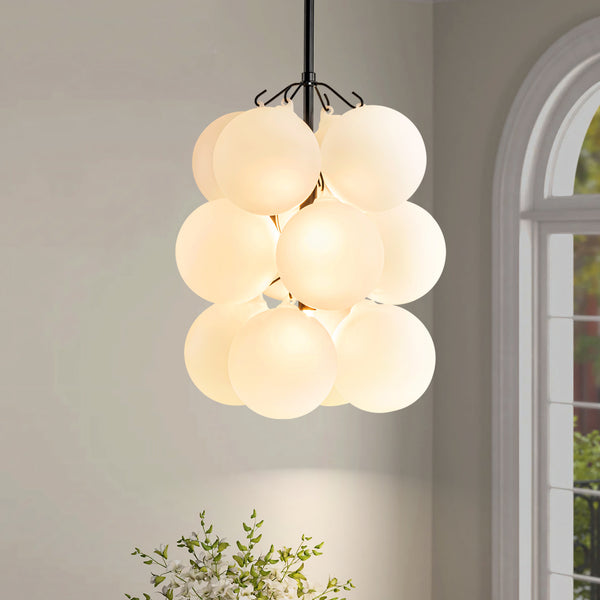 Orbina 2-Light Sputnik Globe Bubble Transitional Chandelier (11")