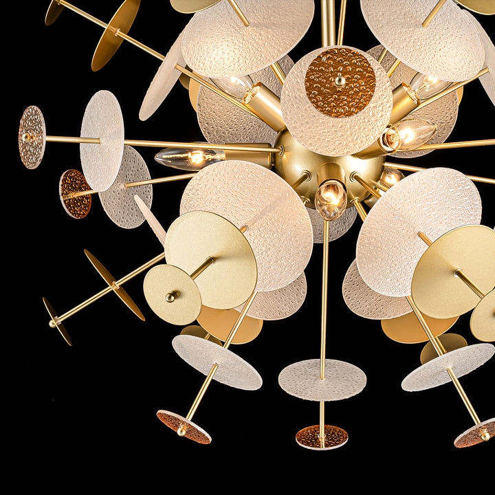 Brindlea 9-Light Linear Starburst Textured Glass Classic Glam Chandelier (28") Brightelier