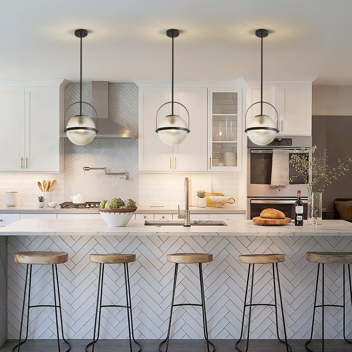 Brillara 1-Light Dimmable Grid Glass Minimalist Dome Pendant (9") Brightelier