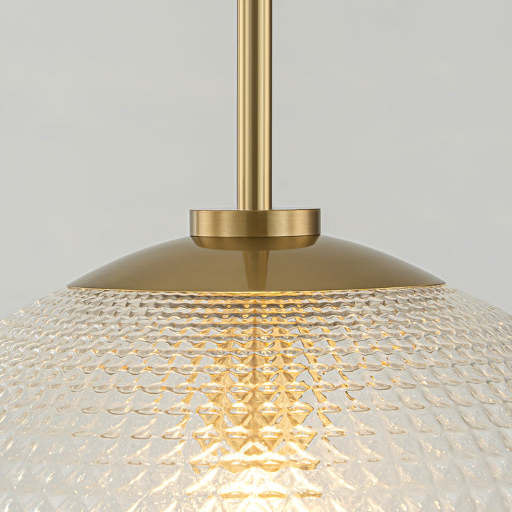 Lunara 1-Light Glass Globe Grid Textured Modern Pendant (14") My Store