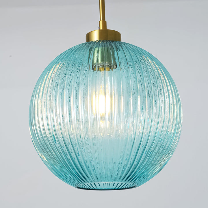 Sylvia 1-Light Dimmable Ribbed Glass Transitional Globe Pendant (9") My Store