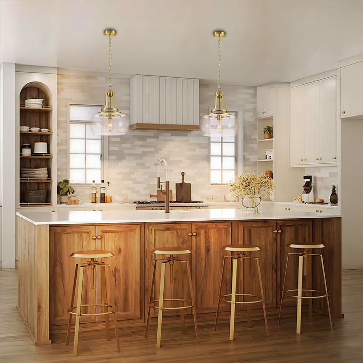 Mirevo 1-Light Dimmable Clear Glass Dome Pendant Light (14") Brightelier