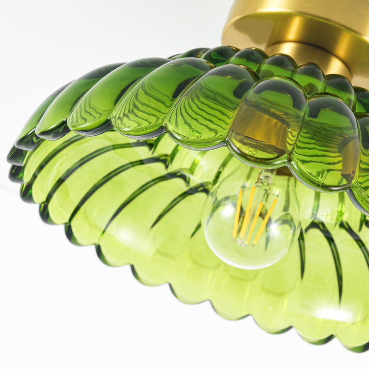 Velthra 1-Light Dimmable Glass Vintage Shaded Flush Mount(11") My Store