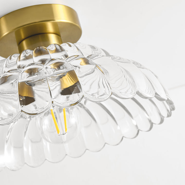 Velthra 1-Light Dimmable Glass Vintage Shaded Flush Mount(11") My Store