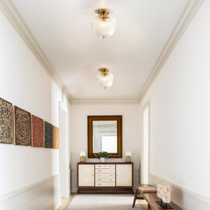 Terrana 1-Light Ribbed Glass Mid-Century Modern Semi-Flush Mount (10") Brightelier