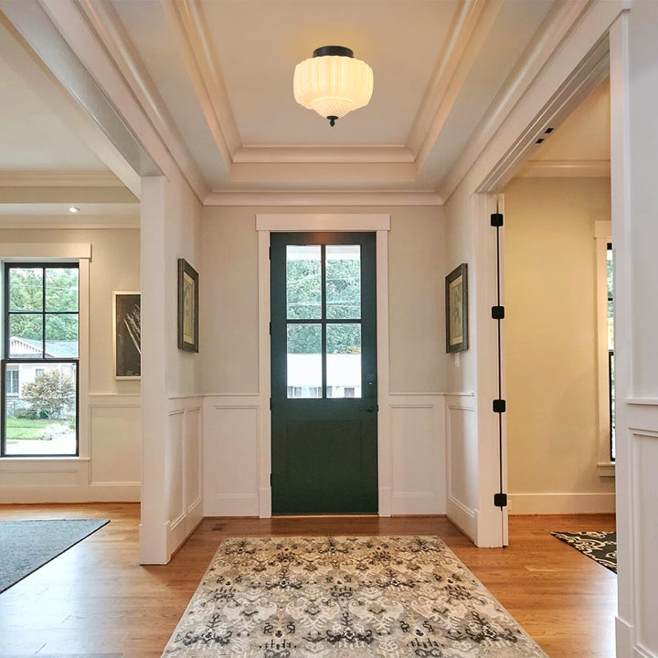 Terrana 1-Light Geometric Textured Glass Mid-Century Modern Flush Mount (13") Brightelier