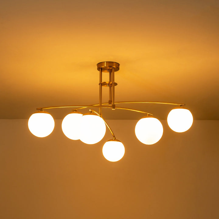 Verala 6-Light Glass Bubble Mid-Century Modern Semi-Flush Mount (32") My Store