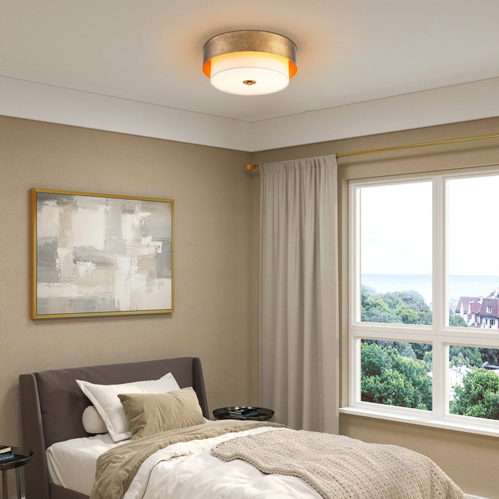 Apex 2-Light Dimmable Drum Vintage Industrial Flush Mount (14") Brightelier