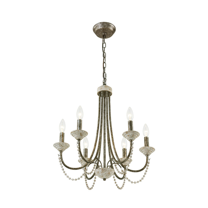 Dresqui 6-Light Dimmable Wood Traditional Candle Style Chandelier (20") My Store